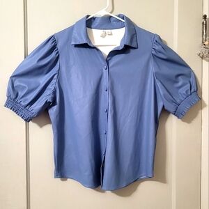 Faux Leather Blouse,  Size L